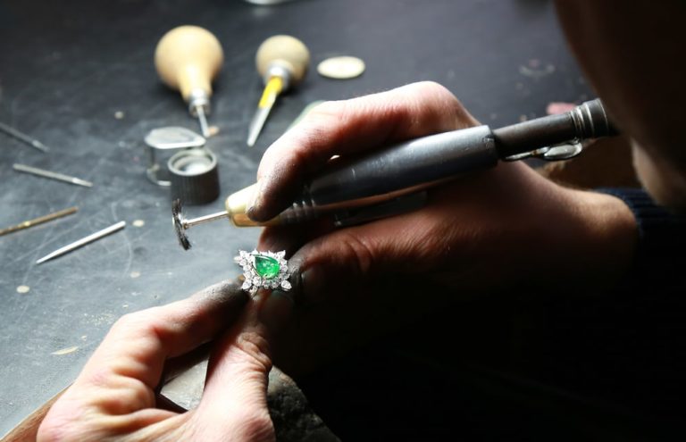 ring with gemstone being repaired